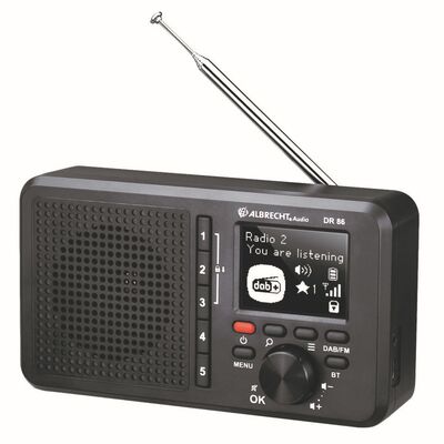 Ansicht auf das Radio im schwarzen Gehäuse
